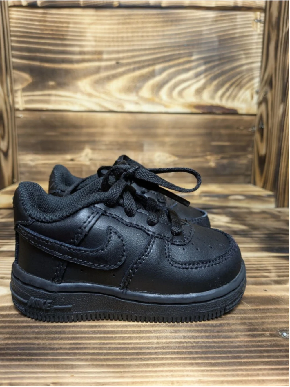 Nike Air Force 1 Low Shoes Kids Size 4C All Black Leather Low Top Sneakers